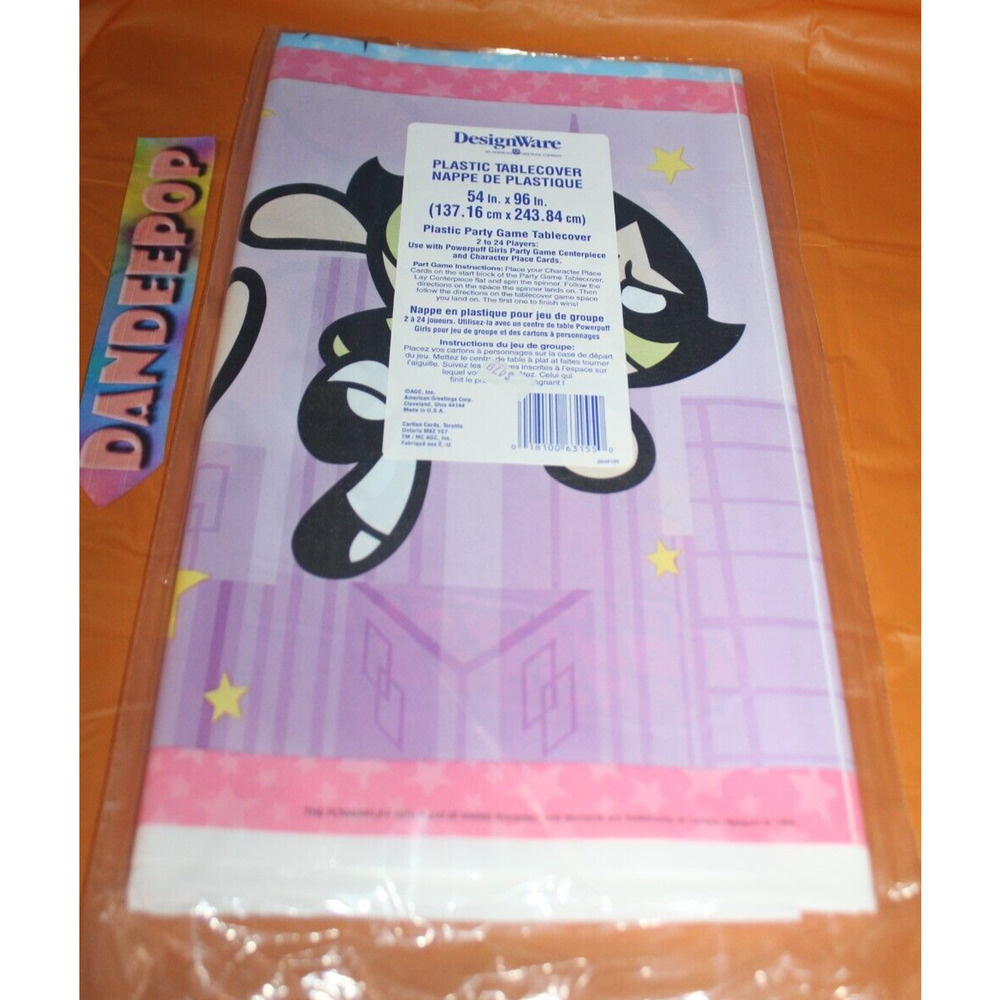 DesignWare American Greetings Powerpuff Girls Plastic Tablecover 54 x 96" 1999